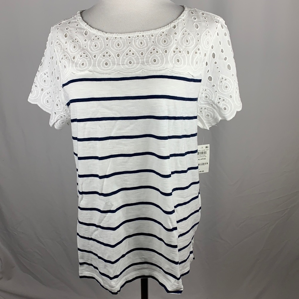 NWT Short Sleeve Tee Shirt with Eyelet Lace